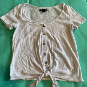 White tie up crop top